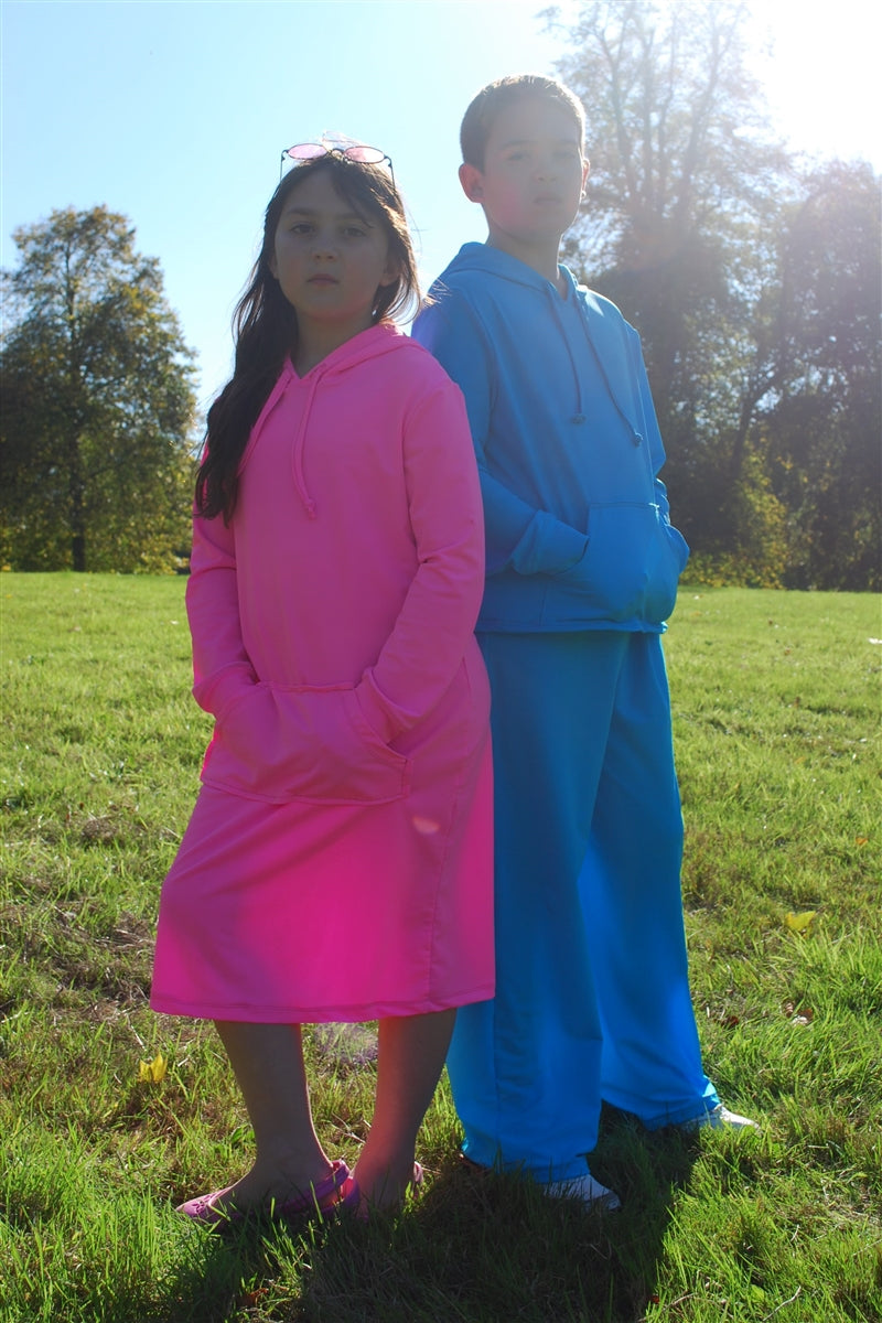 Long Sleeve Hooded Knee Length Dress - UPF 50+, Age 0-10-zoom-