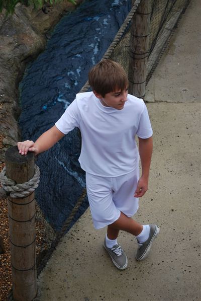 Teenage Unisex Short Sleeve Turtle Neck Top - UPF 50+, Age 11-16-zoom-