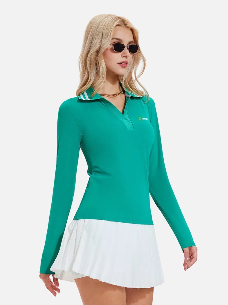 UPF 50+ Long-Sleeve Pickleball Polo-zoom-