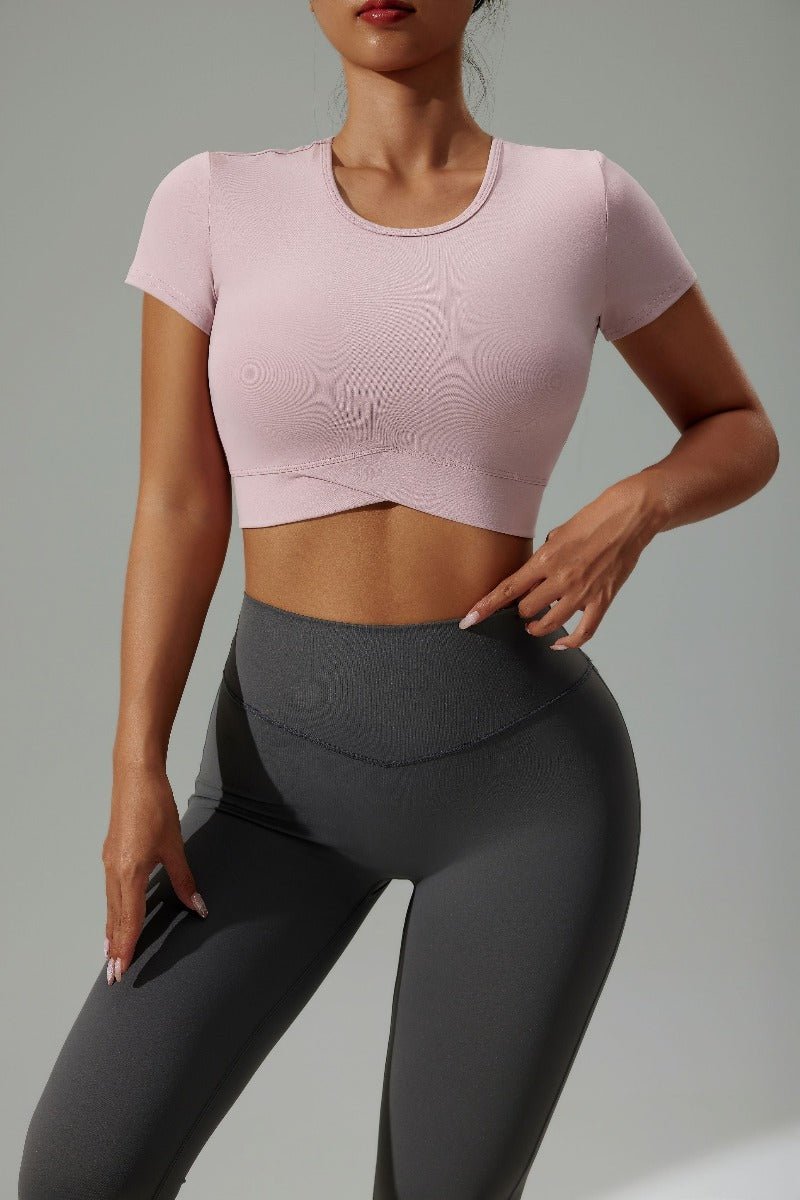 UPF 50+ Short Sleeve Yoga Crop Top-zoom-4