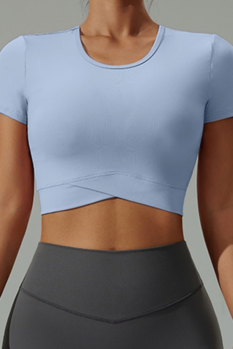 UPF 50+ Short Sleeve Yoga Crop Top-18