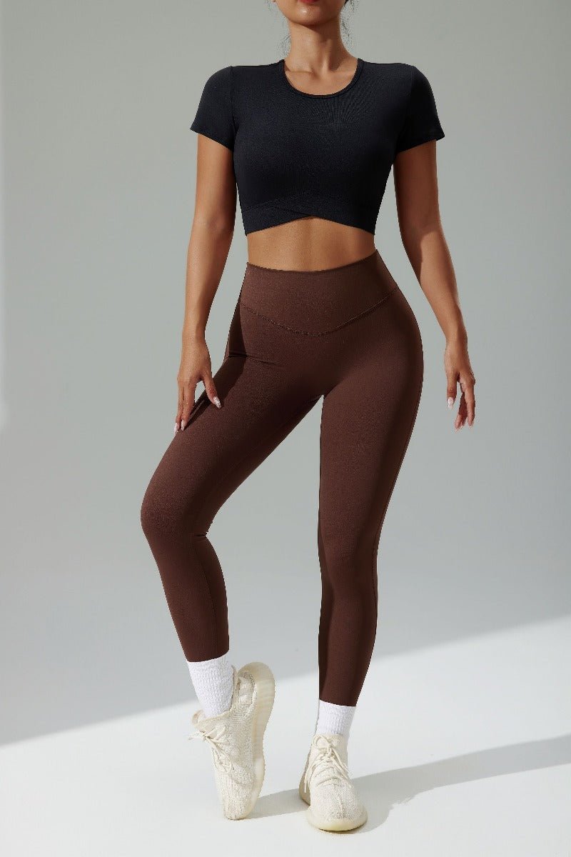 UPF 50+ Short Sleeve Yoga Crop Top-14