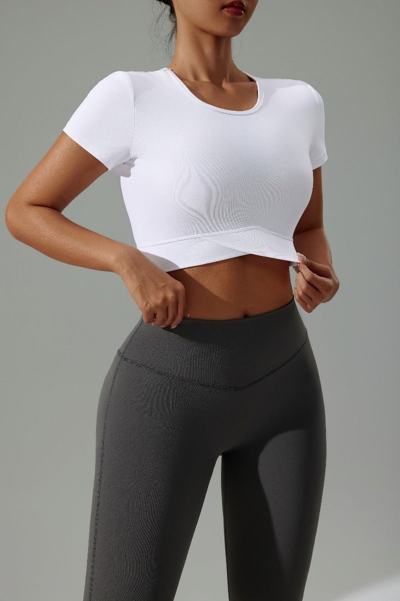 UPF 50+ Short Sleeve Yoga Crop Top-zoom-9