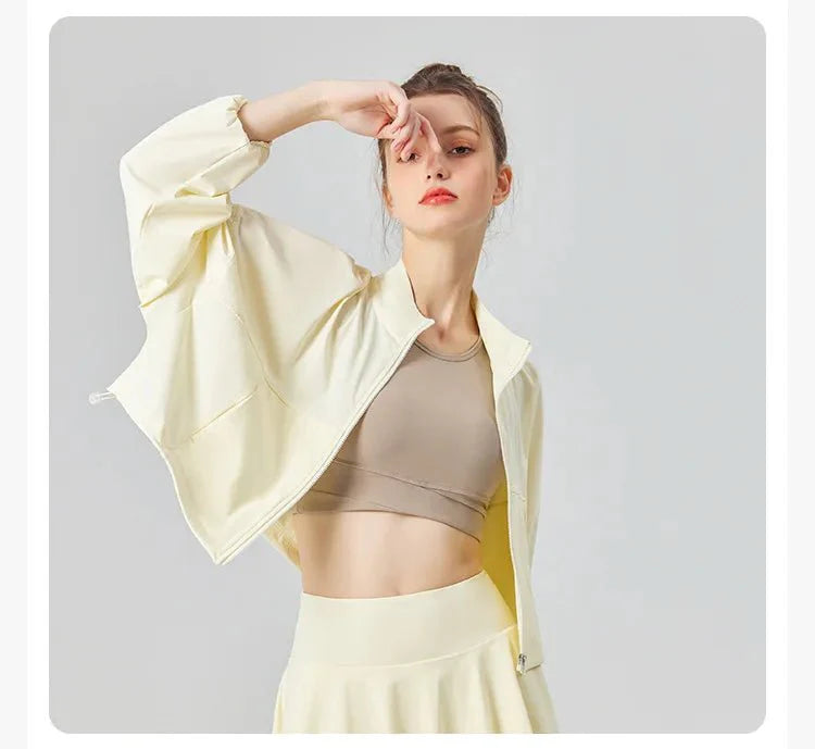 Stand Collar UPF50+ Crop Sport Jacket-zoom-9