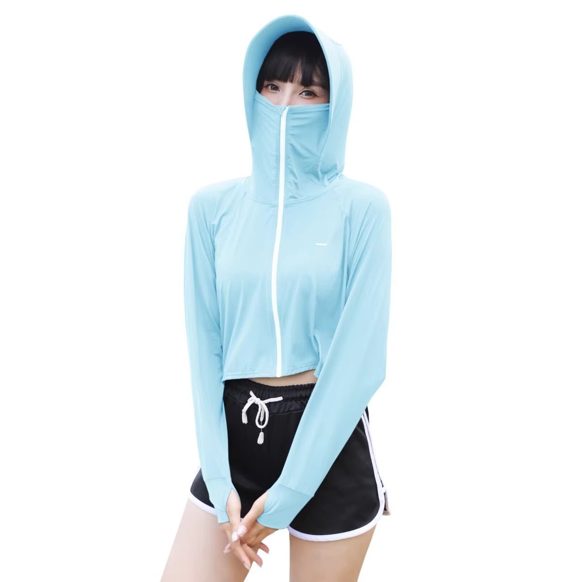 Thumbhole Crop Hooded Jacket-7