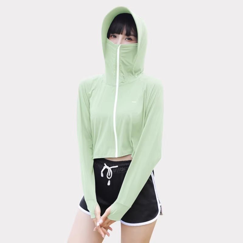 Thumbhole Crop Hooded Jacket-5