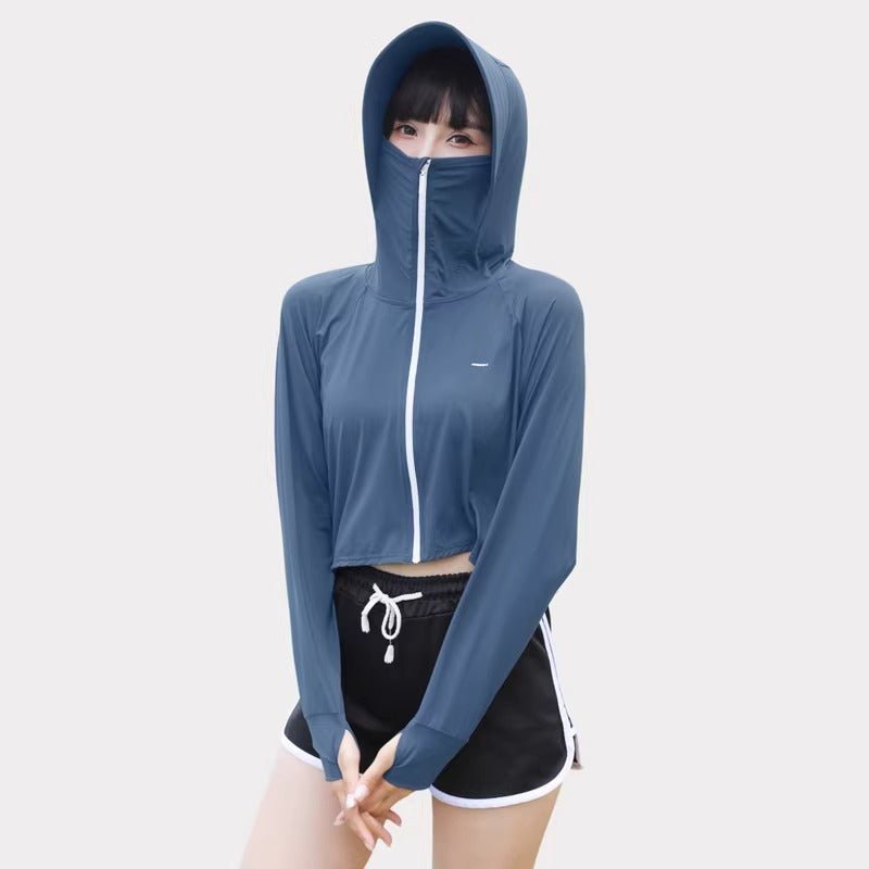 Thumbhole Crop Hooded Jacket-4