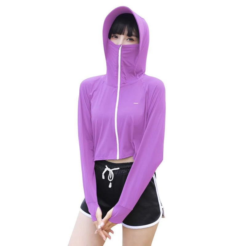 Thumbhole Crop Hooded Jacket-zoom-