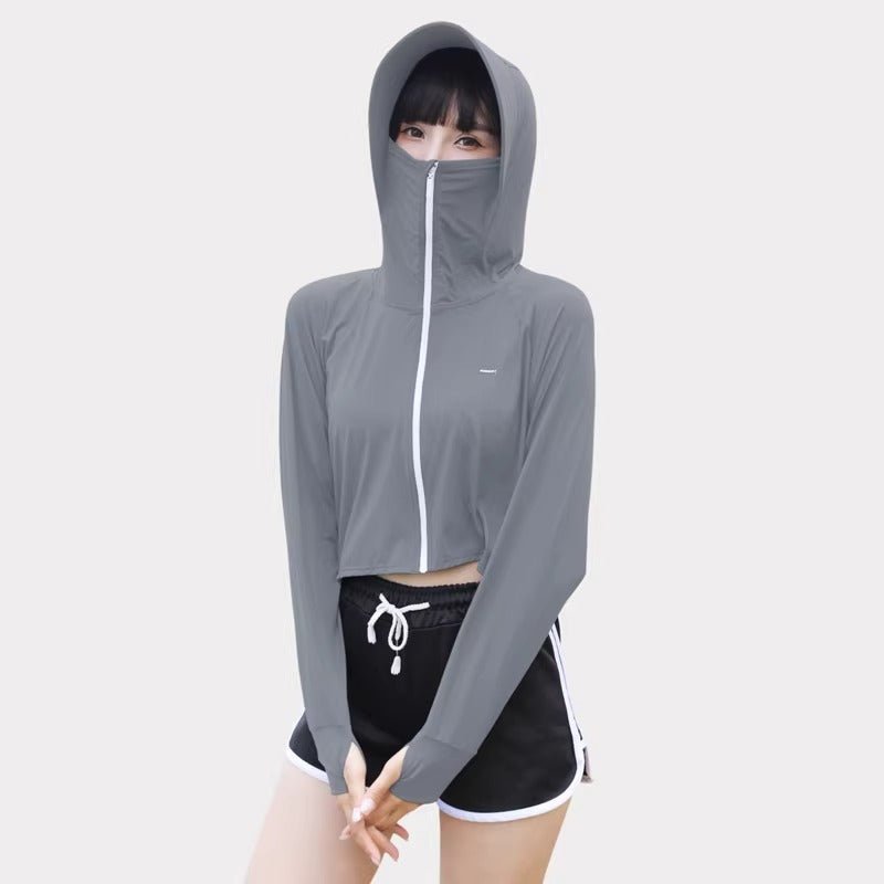 Thumbhole Crop Hooded Jacket-6