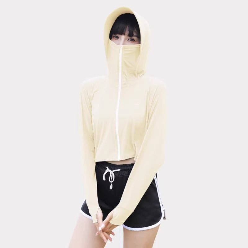 Thumbhole Crop Hooded Jacket-9