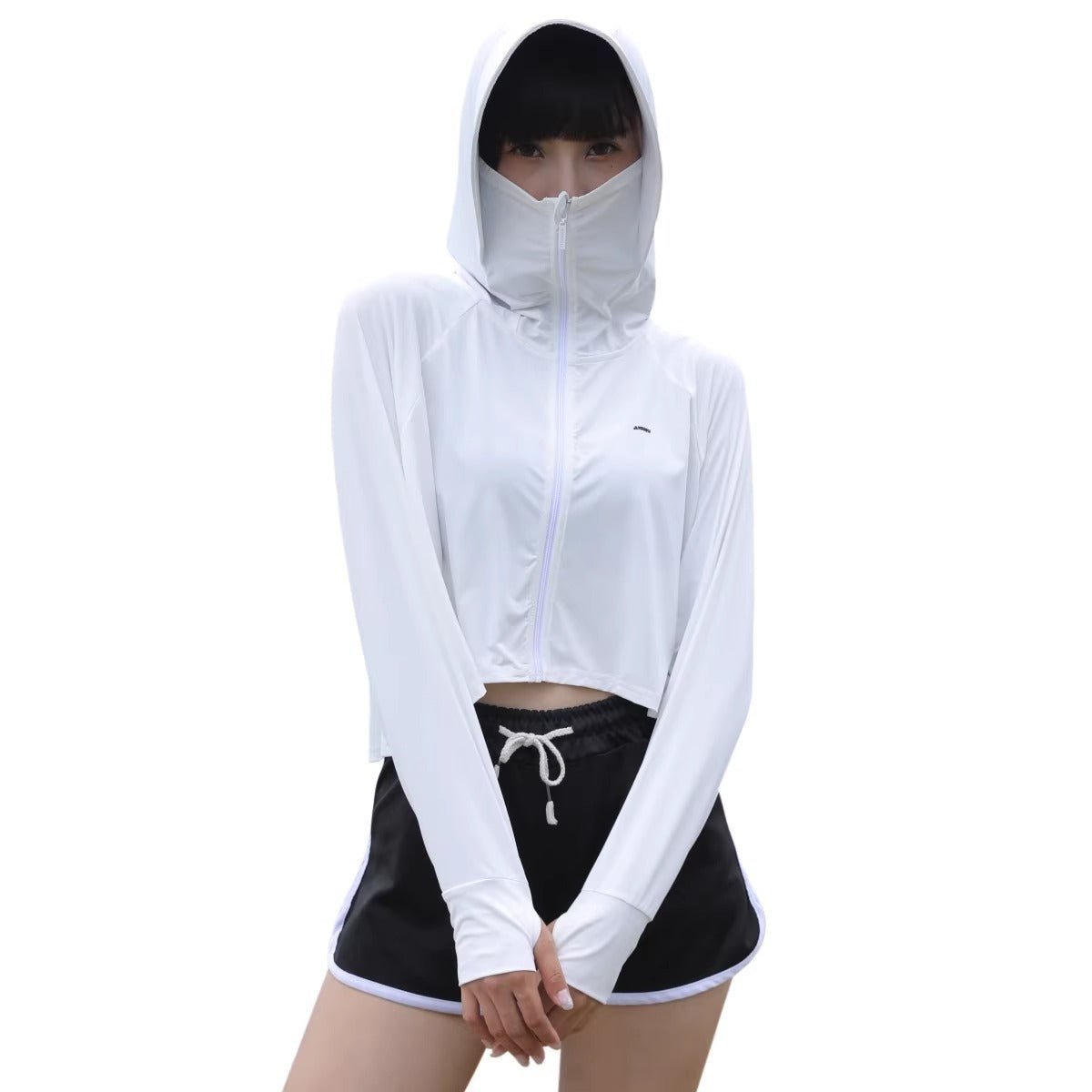 Thumbhole Crop Hooded Jacket-3
