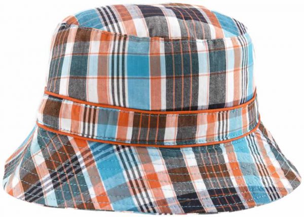 banz childrens sun hat Blue orange check